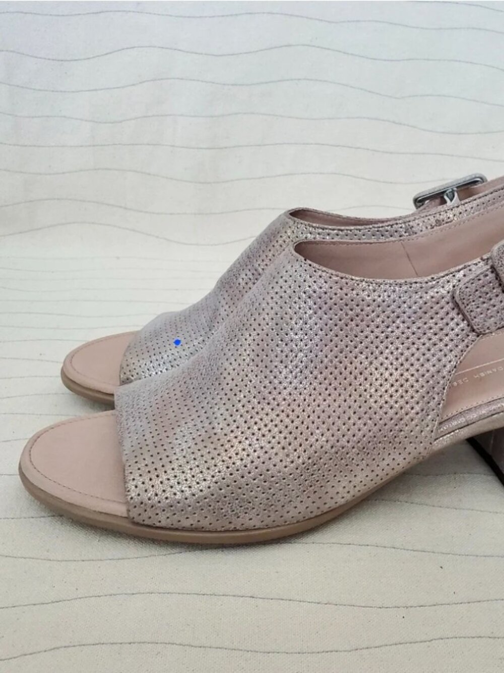 ECCO Womens Slingback Silver Gold Leather Block Heels Shoes Size 10 US/ 41 EUR
